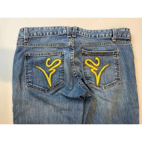 Cenne V Womens Vintage 1980s Jeans Boot Cut Leg Embroidered Pockets Blue Size 12 - Picture 3 of 11